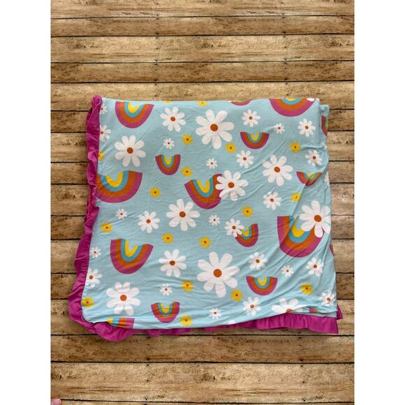 Posh Peanut Dancing Daisies Minky Luxette Bamboo Patoo Blanket 35x35" - Picture 3 of 5